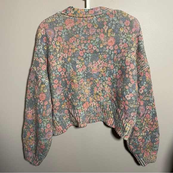 Zara Wool Blend Floral Cardigan Boxy Oversized Sweater - Picture 2 of 9
